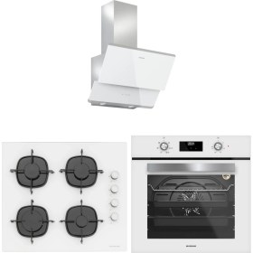 Resim Silverline 3490 Oslo - CS5335W01 - BO6502W02 Beyaz Cam Ankastre Set 