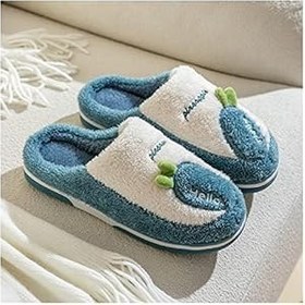 Resim Pamuklu terlik erkek sonbahar ve kış kapalı ev sıcaklık ev pamuk terlik mobilya kaymaz peluş bayanlar kış pamuklu terlik rahat sıcak ev ayakkabıları (boyut: 42-43-A) 