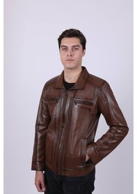 Resim New Zaya Leather Erkek Açık Kahverengi Hakiki Deri Ceket (466897737) Açık Kahverengi 