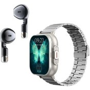 Resim Gümüş Çelik Oppo Find X8 Pro X7 Ultra Reno112 Akıllı Saat Tws 2'si 1 Arada Kablosuz Bluetooth Gürültü Önleyici Kulaklık İzle Nabız Nfc 