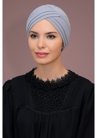 Resim Hürrem Bone Gri Pratik Hazır Geçmeli Tesettür Bone Petekli Mevsimlik Üç Çapra Gri 