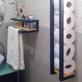 Resim Umut Park Metal Ahşap Banyo Havluluk Raf Vetuvalet Kağıtlığı Rafı 