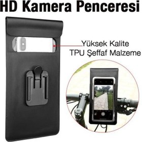 Resim Polham Kamera Bölümlü Su Geçirmez Gidona Takılan Bisiklet, Motosiklet Telefon Tutucu, 360 Derece Dönebilen 