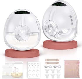 Resim Çift Elektrikli Göğüs Pompası, Eller Serbest, 4 Mod, 9 Seviye, BPA İçermez 