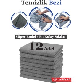 Resim 12 Adet Jumbo Boy Mikrofiber Kareli Temizlik Bezi Duvar ve Yer Silme Bezi Sıkılması En Rahat 50*70CM 