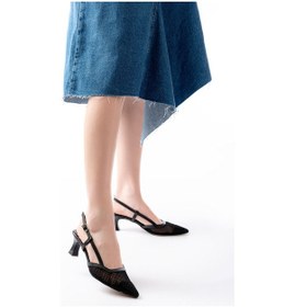 Resim Etiler Collection K-607 Siyah Günlük Fileli Arkası Açık 7 Cm Topuklu Bayan Ayakkabı Renksiz 