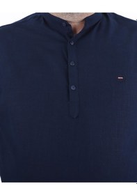 Resim Moc Grande Büyük Beden Erkek Gömlek Hakim Yaka Kısa Kol Lacivert 22309-9 