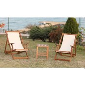 Resim Motoryagmarket Belek Kademeli Ahşap Set: 2 Adet Şezlong + Sehpa 