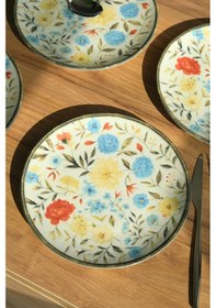 Resim Tabak Evi Porselen Fiori Tuval Pasta Tabağı 20cm 4 Kişilik 4 Parça Tvl4ptprs1212 Çok Renkli 
