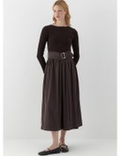 Resim Uzun Kollu Kaşkorse Elbise Kahverengi Kahverengi 