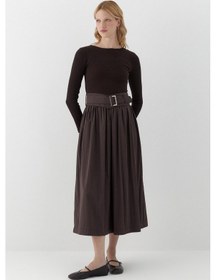 Resim Uzun Kollu Kaşkorse Elbise Kahverengi Kahverengi 