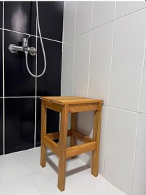 Resim Kayın Ahşap Banyo Taburesi 37cm Kayın 