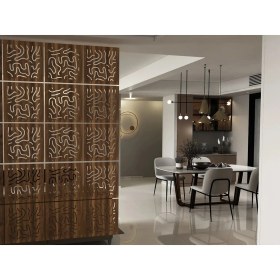 Resim Kayasan Ahşap Kayasan ® Lazer Kesim Sarkıt Paravan, Ahşap Seperatör, Oda Ayırıcı 4'lü Panel Levha Seti 