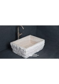 Resim Traverten Dışı Patlatma Derin Kare Lavabo 