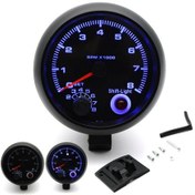 Resim Wezone 3.75 İnç Siyah Mavi Işık Tachometre, 0-8000 Rpm Benzinli Araçlar İçin Otomobil Modifikasyon Gösterge 