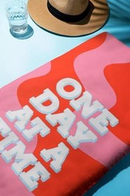 Resim Dijital Baskı Plaj Deniz Havlusu One Day At A Time Desenli Peştamal HVL0176 