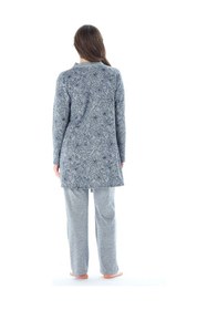 Resim Feyza Pijama Kadın Yakası Düğmeli Çicek Desenli Jakarlı 3'lü Pijama Takımı 