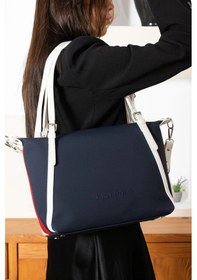Resim Just Polo Kadın Orijinal Just Polo Büyük Boy Lakost Kumaş Lüks El Ve Omuz Çantası Shopper 27 X 32 Cm Lacivert - Kırmızı 