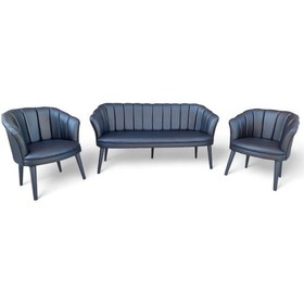 Resim Siyah Deri Kollu Ahşap Ayaklı Ofis Koltuk Takımı Büro Koltuk Ve Kanepeleri Çay Seti Koltuk Çok Renkli 