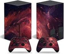 Resim Xbox Series X Konsolu ve Kablosuz Denetleyiciler için Cilt Çıkartması, Xbox Series X (Kırmızı Bulutsusu) ile Uyumlu Koruyucu Kaplama Vinil Çıkartma 