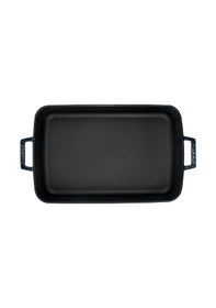 Resim Lava Döküm Ölçü 26x40cm. Dikdörtgen Rosto Ve Fırın Tepsisi Döküm Demir Yekpare Çift Kulplu Premium Serisi - Majolica Gri Gri 