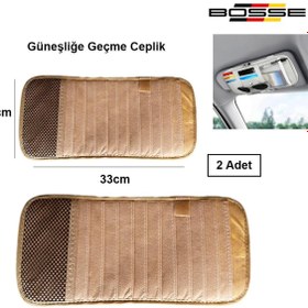 Resim BOSSE Oto Güneşlik için Ceplik Kartvizitlik Notluk Güneşliğe Geçme 2 li Set Bej 