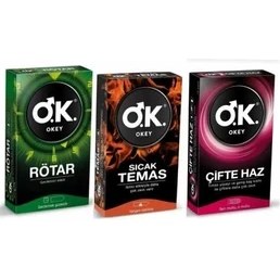 Resim Okey Prezervatif Rötar 10 Lu + Sıcak Temas 10 Lu + Çifte Haz 10 Lu 