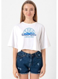 Resim Breaking Bad Walter White Laboratories Beyaz Kadın Crop Tshirt Beyaz 