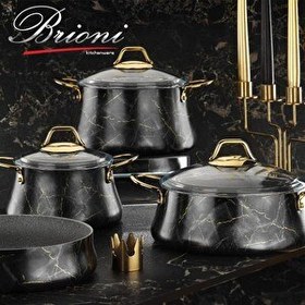 Resim Brioni Marble 7 Parça Siyah Tencere Seti 04.27.01.01 