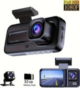 Resim Turcoshop11 3 Lens Araba Kamerası 1080p Ön 480p İç Ve Arka Kam 32gb Kart Dvr Kayıt 