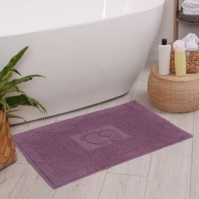 Resim Ayak Havlusu İnce Kareli - Mor - 50x70 cm 