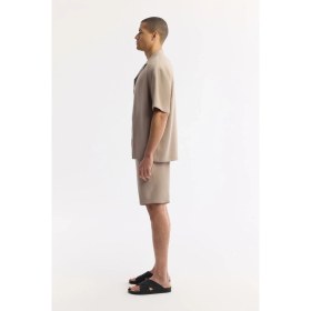 Resim AVVA Erkek Bej Apaj Yaka Soft Touch Kısa Kol Oversize Fit Gömlek A51Y2006 