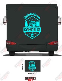 Resim STİCKERCI BEY CAMP YAZILI DOĞA GÖRSELLİ KARAVAN STİCKER KAPLAMASI 