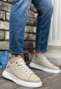Resim BOUIS Erkek Krem Süet Günlük Comfort Taban Casual Spor Ayakkabı Şık Yüksek Taban Lifestyle Klasik Sneaker 