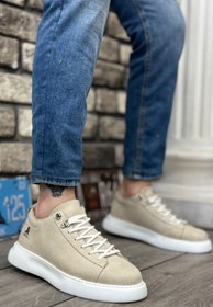 Resim BOUIS Erkek Krem Süet Günlük Comfort Taban Casual Spor Ayakkabı Şık Yüksek Taban Lifestyle Klasik Sneaker 