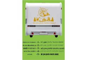 Resim Çekme Karavan Motokaravan Araç Pusula Dağ Doğa Sticker Yapışkan Geyik Camp 