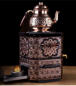 Resim Genel Markalar Nostaljik jelli çay semaveri, bakır demlik ile şık ve geleneksel tasarım 