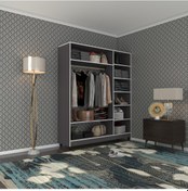 Resim Kenzlife giysi dolabı dursun 180*150*40 gri gardırop tekerlekli 