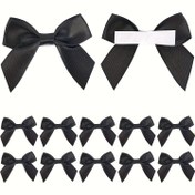 Resim 50 Paket Siyah Saten Kurdele Yayları - Hediye Paketi için Çift Taraflı Bantlı 5.08 cm Kendinden Yapışkanlı Polyester Papyonlar, El Sanatları, Bebek Duşları, Düğün Süslemeleri, El Sanatları Proje Malzemeleri | Zarif Yay Tasarımı | Pürüzsüz Dokulu, Çiçek Buketi İçin Kurdele 