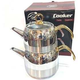 Resim Cooker Çelik Çaydanlık Aile Boy 2882 Gold Çelik 
