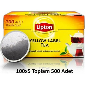 Resim Lipton Yellow Label Demlik Poşet Çay 100 x 5 Paket 500'lü 