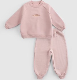 Resim Organik Pamuklu İçi Tüylü Pembe Bebek Takımı - Pembe / 3-4 Yaş 