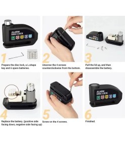 Resim Azurtech Motosiklet Alarmlı 7mm Disk Kilidi 110DB Yüksek Sesli ve Hatırlatma Kablolu 