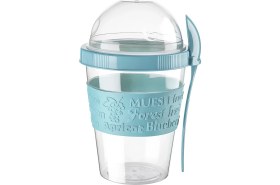 Resim Emofom Take'n Go 600 ml Kapaklı ve Kaşıklı Yoğurt Kabı & Beslenme Kabı & Lunch Box 