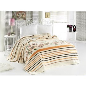 Resim Mink Battaniye Yumuşak Doku 1086 Bej Çift Kişilik Bej 