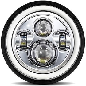 Resim 7 İnç Araba/motosiklet Led Farı Tam Daire Melek Gözü - Beyaz Uzun/yakın Işık, Drl Ve Sarı Sinyal Işığı, H4 Bağlantı, 1 Adet 