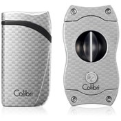 Resim Colibri Falcon Puro Çakmak + V Kesici Seti Karbon Silver 