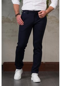 Resim ECER LİKRALI BELİ LASTİKLİ İPLİKLİ KIŞLIK KUMAŞ ERKEK JOGGER PANTOLON Lacivert 