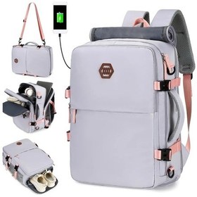 Resim Motion003 Unisex Violet Usb Şarj Portlu 17.3 Inç Tsa Laptop Sırt Çantası Seyahat Okul Gezi Diğer 