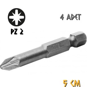 Resim Kupa Hırdavat Tyson Vidalama Ucu Bits Uç - Pz2 Yıldız - 5 Cm. - 4 Adet 